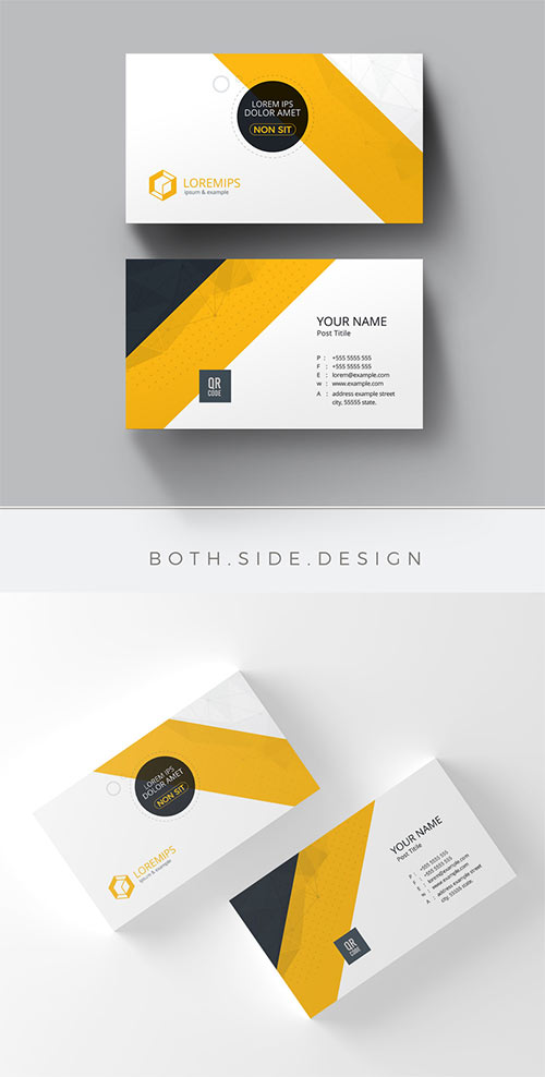 Business Card Layout with Yellow Accents 211027974
