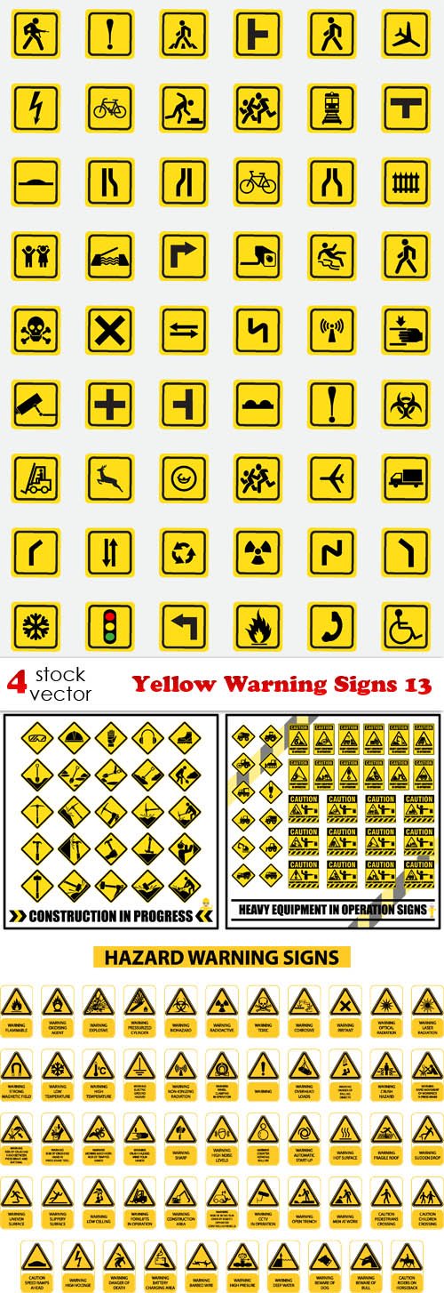 Vectors - Yellow Warning Signs 13