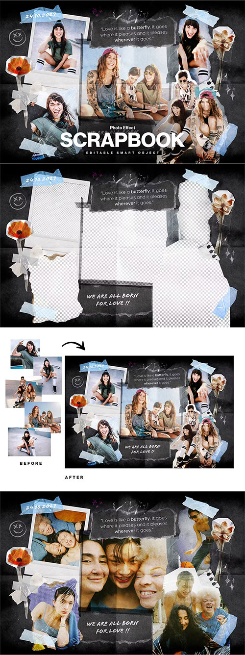 Scrapbook Photo Collage Template W9SN7XZ