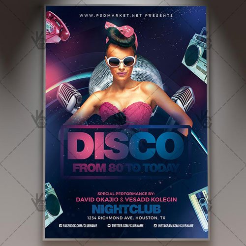Disco Party Flyer - PSD Template