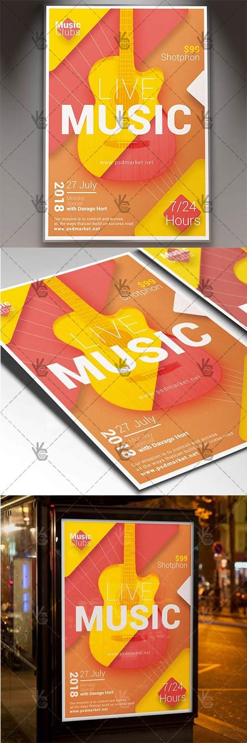 Live Music - Club Flyer PSD Template