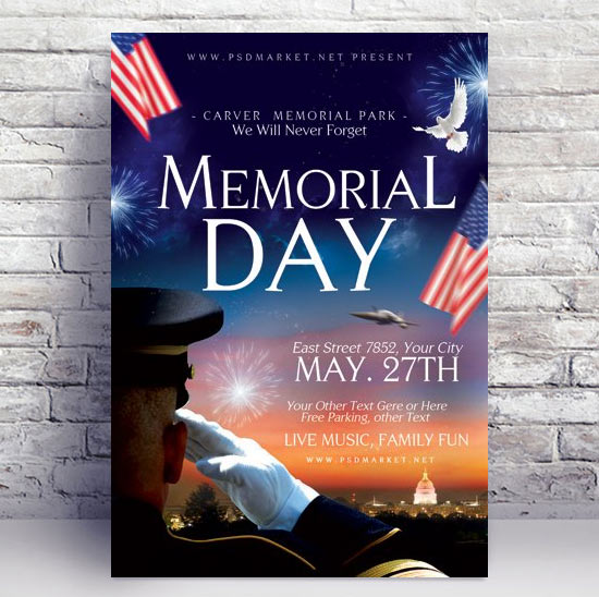 Happy Memorial Day Flyer - PSD Template