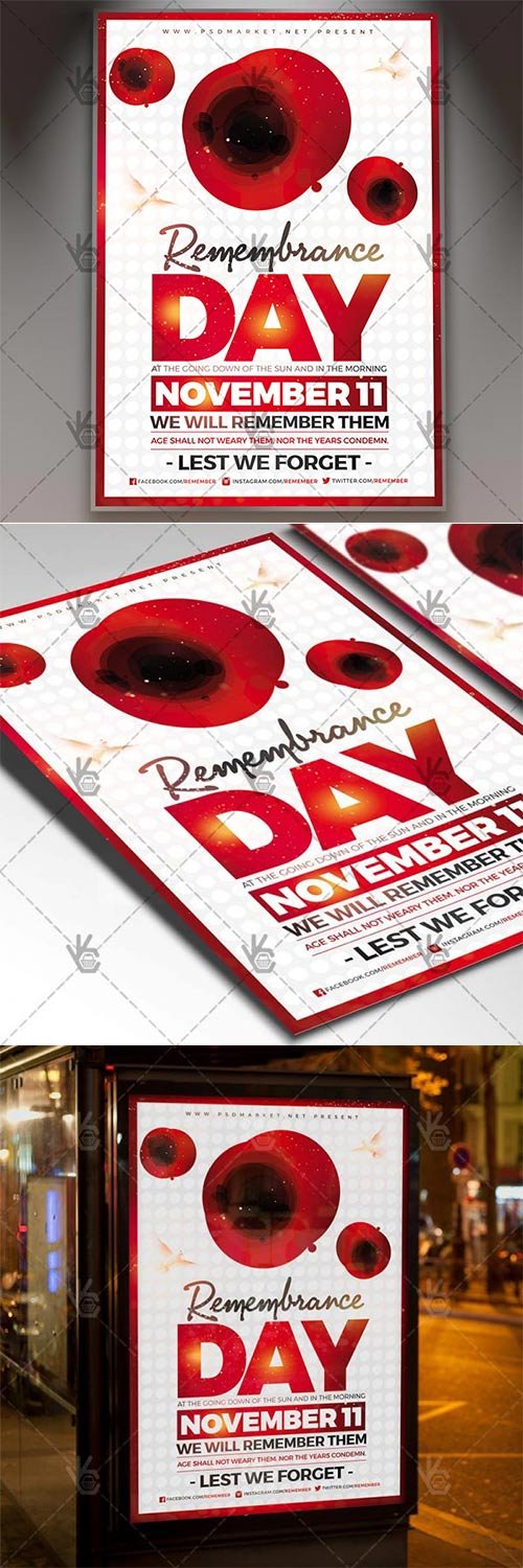 Remembrance Day American Flyer - PSD Template