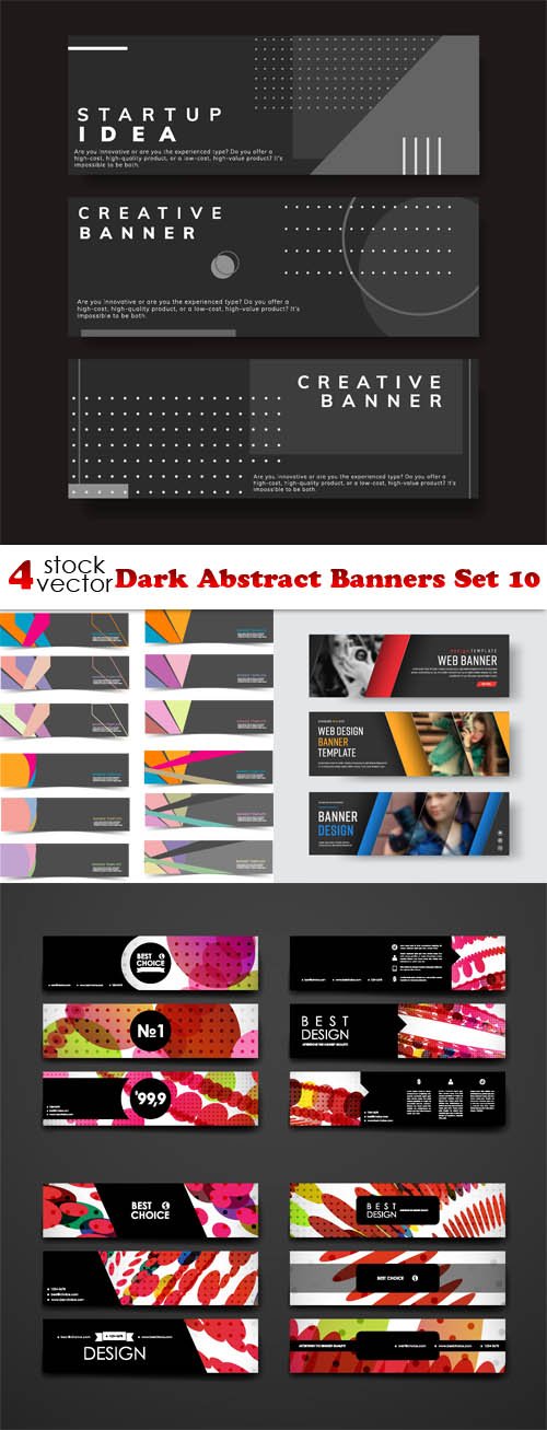 Vectors - Dark Abstract Banners Set 10