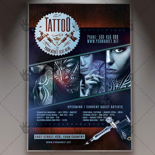 Tattoo Flyer - PSD Template
