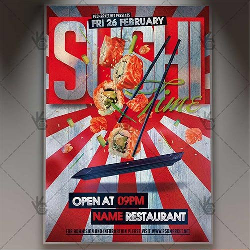 Sushi Time Business Flyer - PSD Template