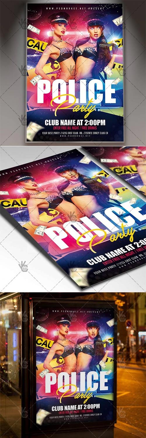 Police Party Club Flyer - PSD Template