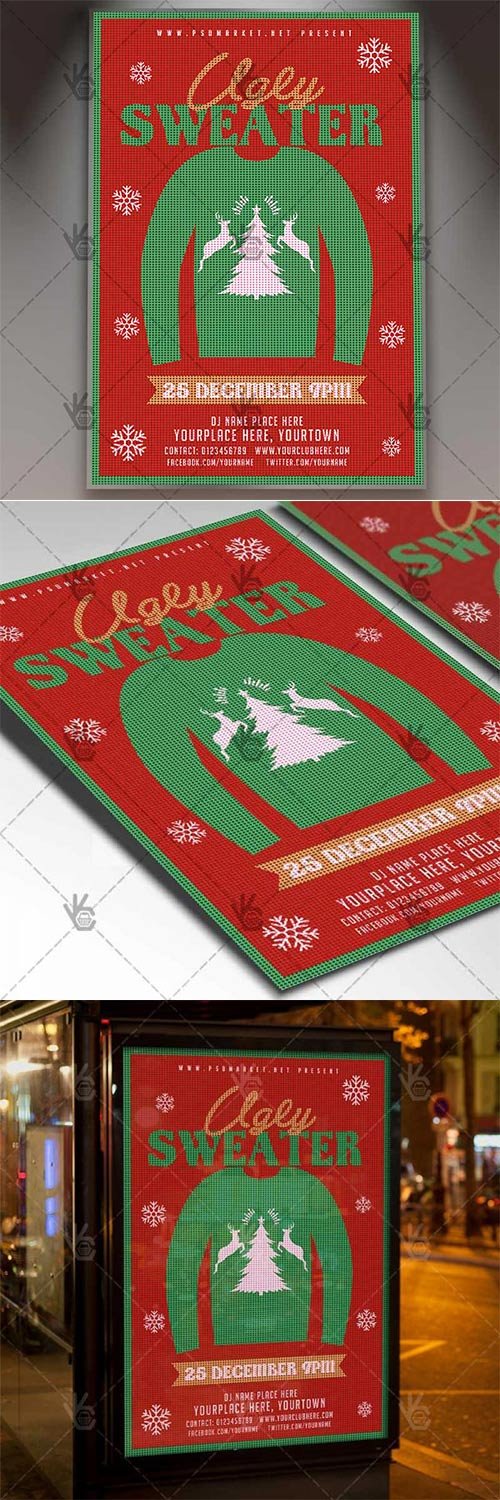 Ugly Sweater Winter Flyer - PSD Template