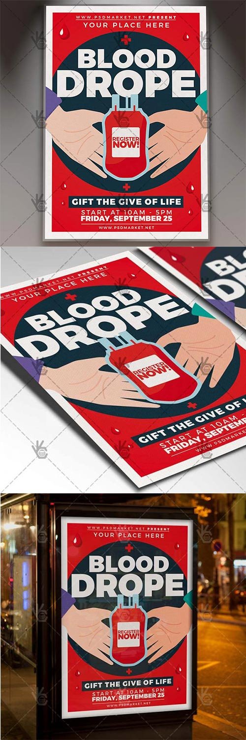 Blood Drope Flyer - Community PSD Template