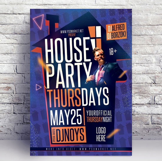 House Party Flyer PSD Template