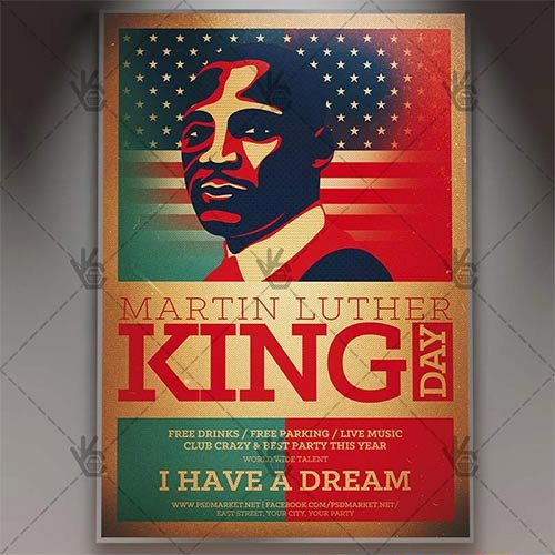 Martin Luther King Day American Flyer - PSD Template