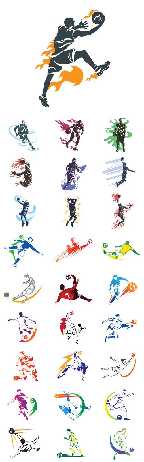 Vectors - Modern Professional Basketball and Soccer Player