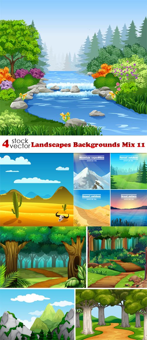 Vectors - Landscapes Backgrounds Mix 11