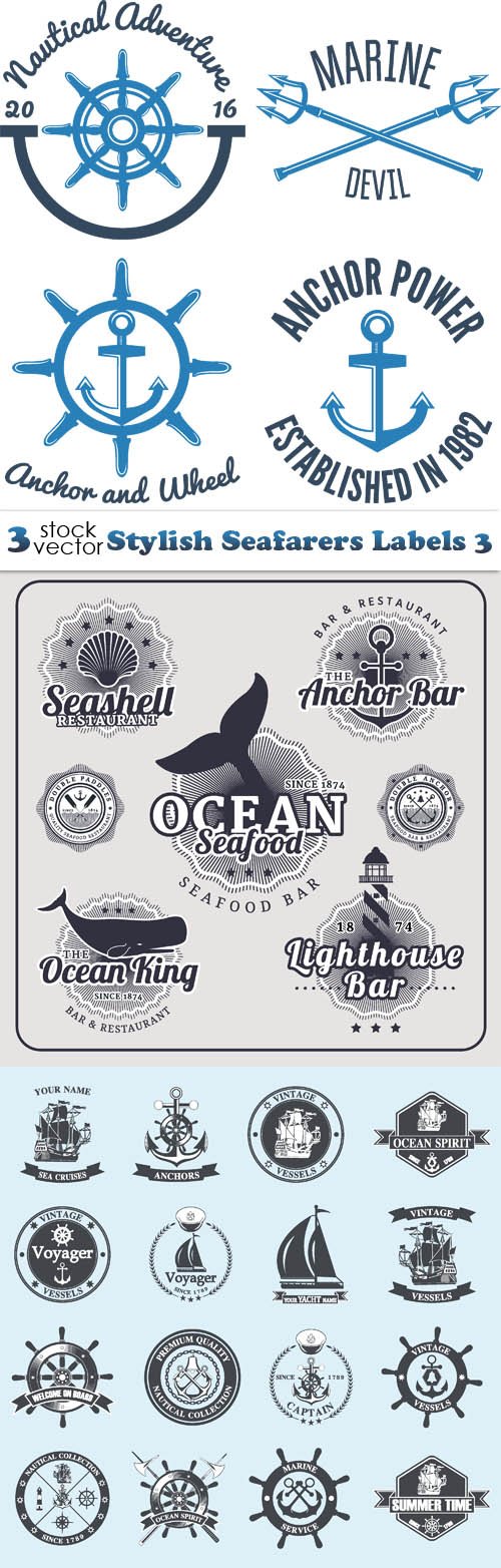 Vectors - Stylish Seafarers Labels 3