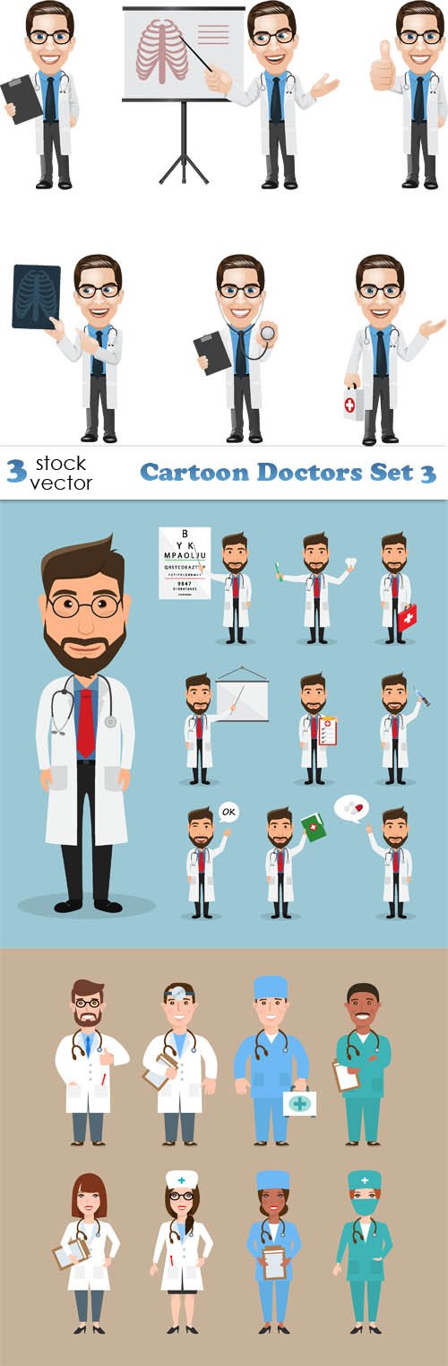 Vectors - Cartoon Doctors Set 3