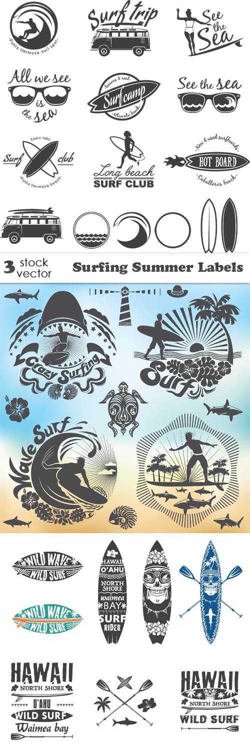 Vectors - Surfing Summer Labels