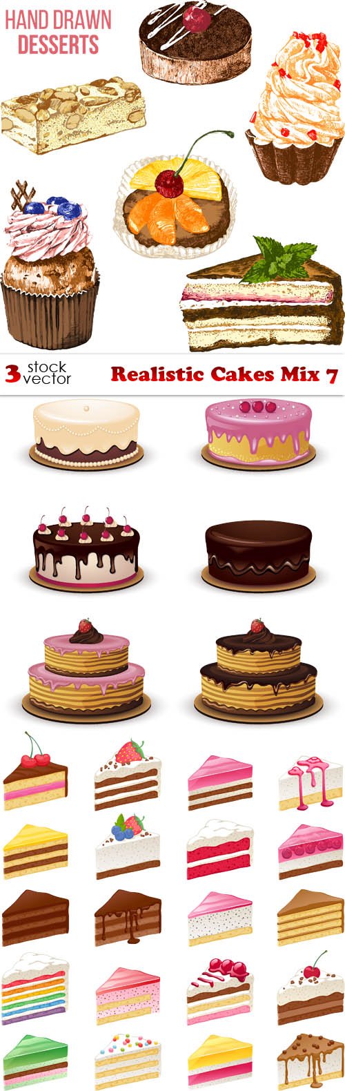 Vectors - Realistic Cakes Mix 7
