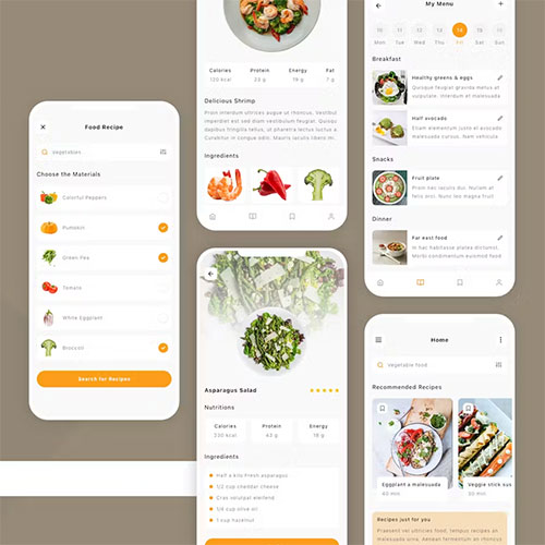 Food Cooking Mobile App UI Kit X5DWZ76