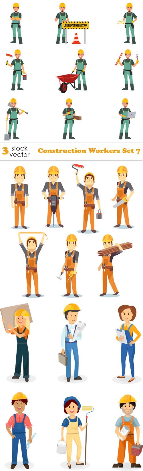 Vectors - Construction Workers Set 7
