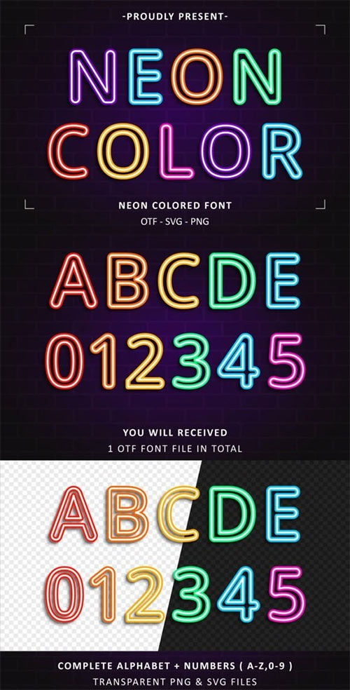 Neon Colored Font 95503126