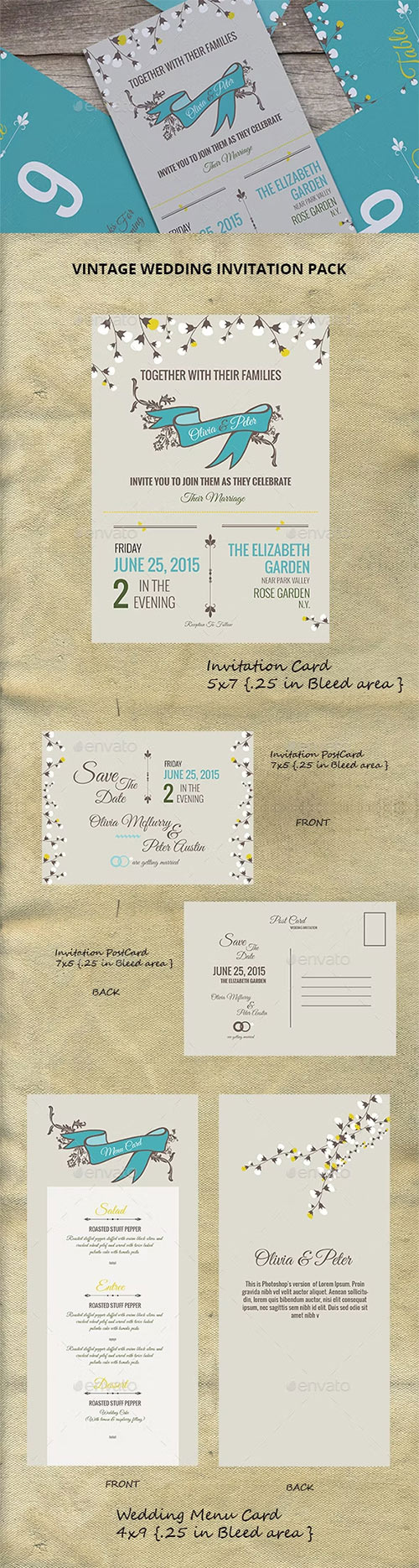 Vintage Wedding Invitation Pack 12071732