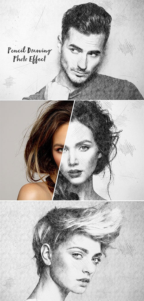 Pencil Drawing and Sketch Photo Effect Mockup 540340858