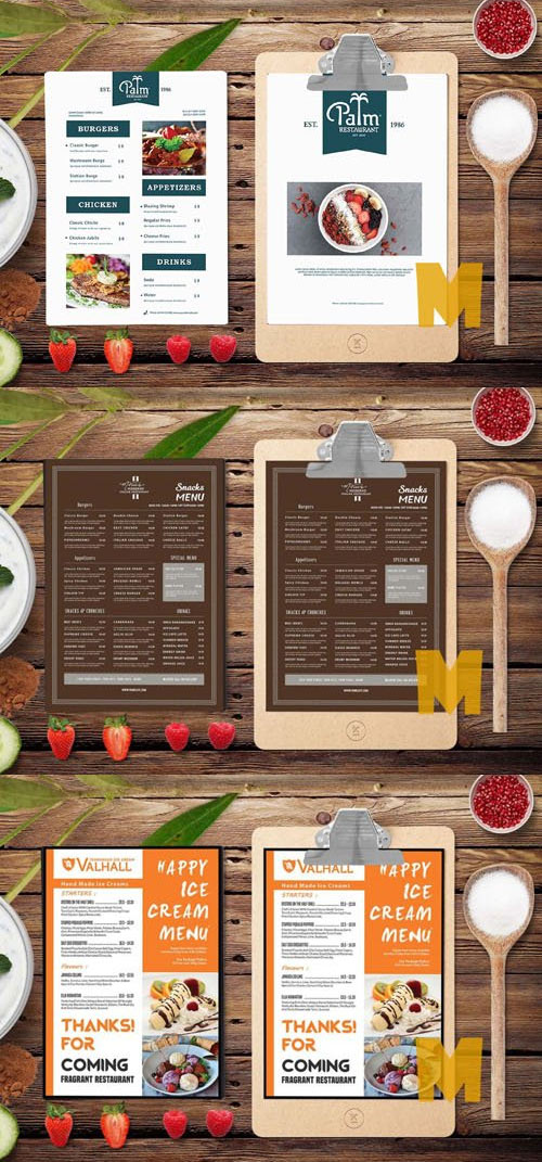 3 Restaurant & Cafe Menus - PSD Templates Bundle 3