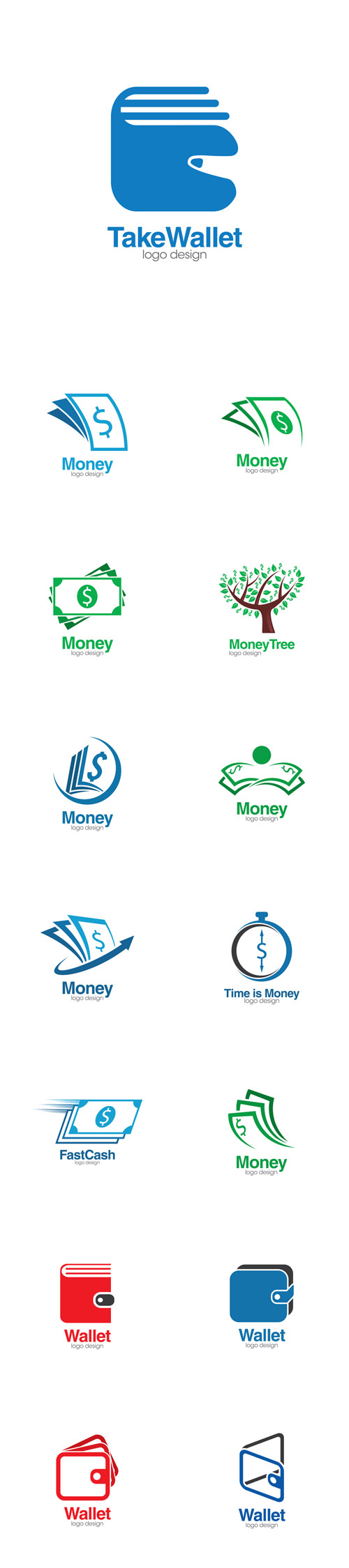 Vectors - Wallet and Money Creative Concept Logo Design Templates