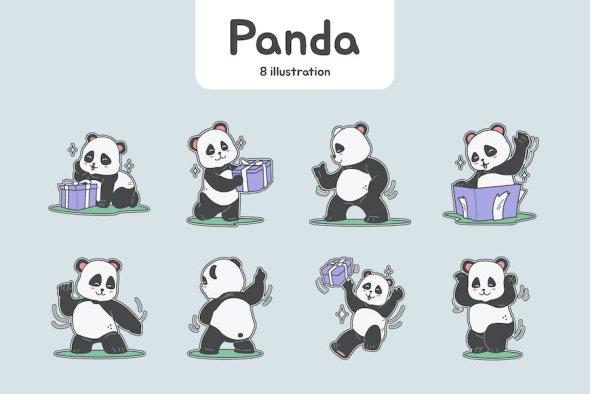 Panda Sticker Set Illustration ETE94VU