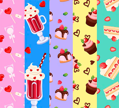 Sweet Foods Seamless Pattern Backgrounds VN84WGC