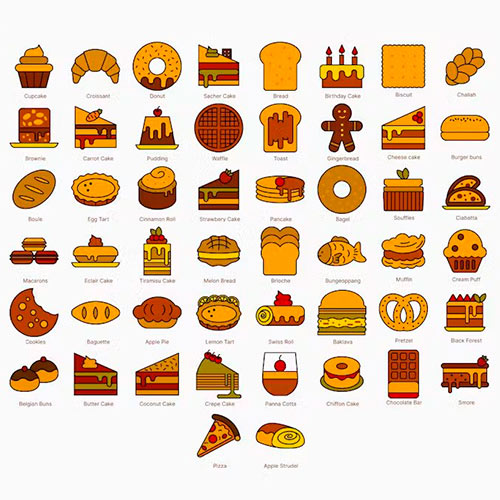 Pastry Lineal Color Icon Set 99X6DLR