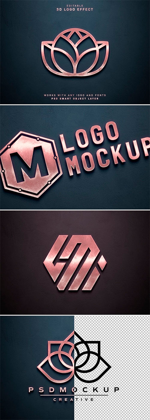 Logo Mockup Old Pink Gold Style Effect 484040510