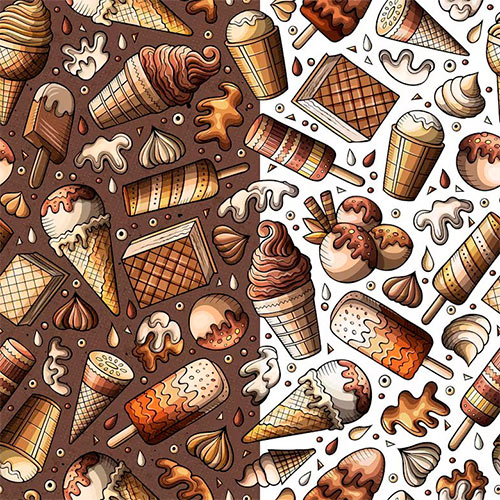 Ice Cream Cartoon Seamless Pattern 2ZUWAKE