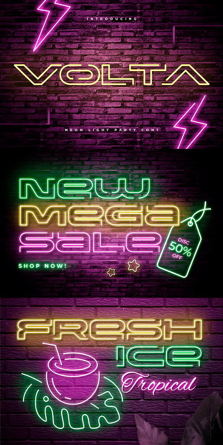 Volta - Neon Light Party Font 8MM8ECH