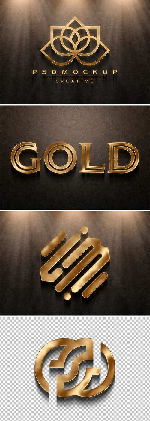 Gold Logo Mockup with Lights and Shadows Effect 464129667