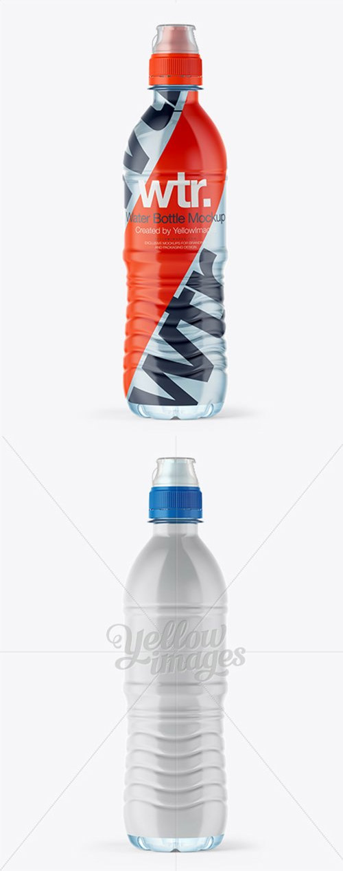 Water Bottle with Sport Cap Mockup - Shrink Sleeve Labeling