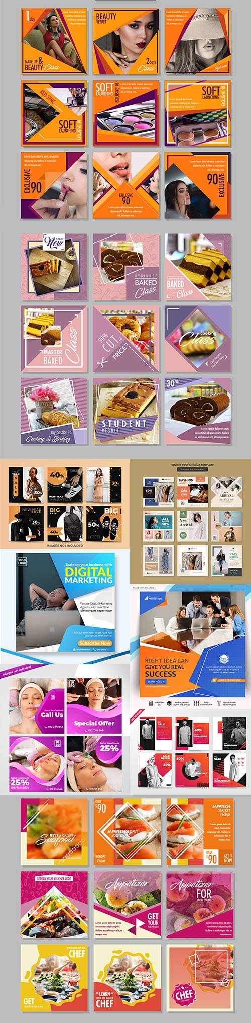 Social Media Post PSD and EPS Template Set 2