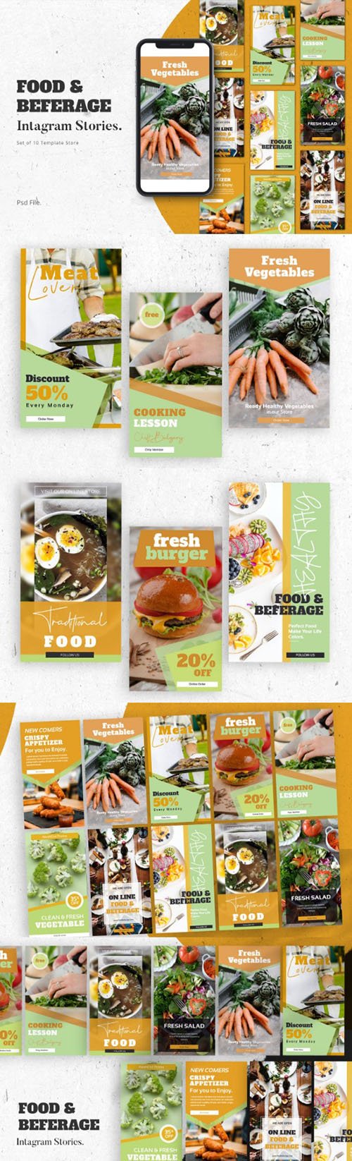 Food & Beferage Instagram Stories Template PSD