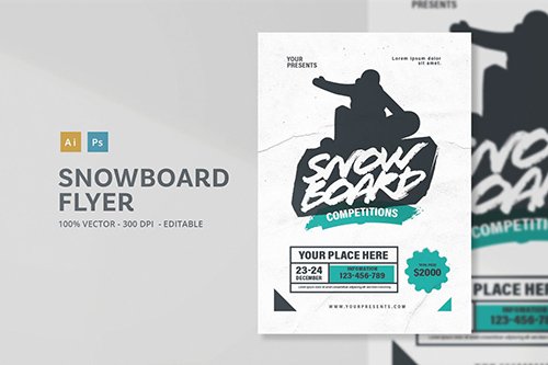 Snowboard Flyer PSD
