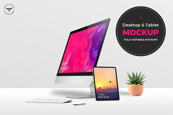 Desktop and Tablets Mockups