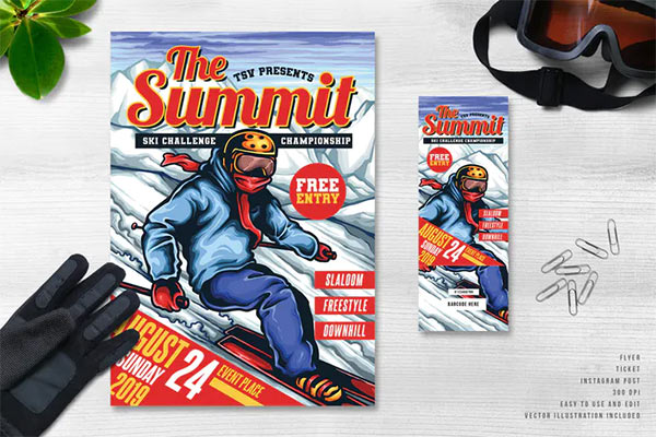 The Summit Ski Sport Event Flyer PSD