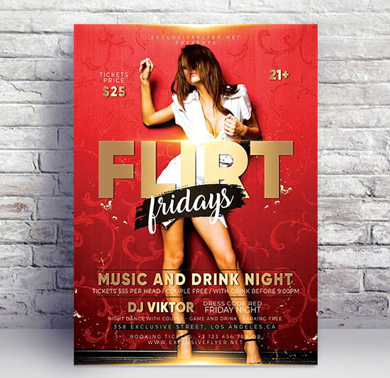 Flirt fridays - Premium flyer psd template