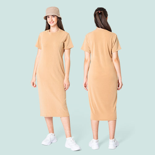 T-shirt Dress Mockup Beige