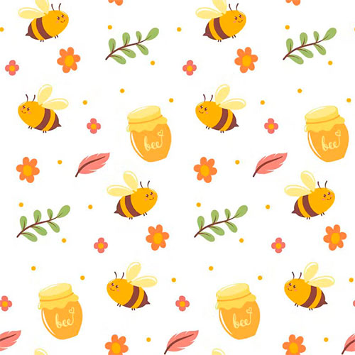 Cute Bee and Honey Seamless Pattern 7CNBK8B