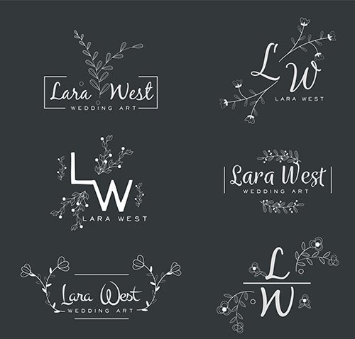 Set of Vector Wedding Florist Logos