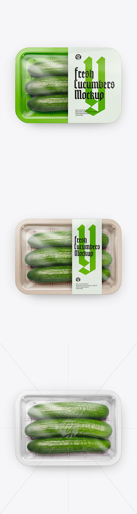 Plastic Tray With Cucumbers Mockup 48434