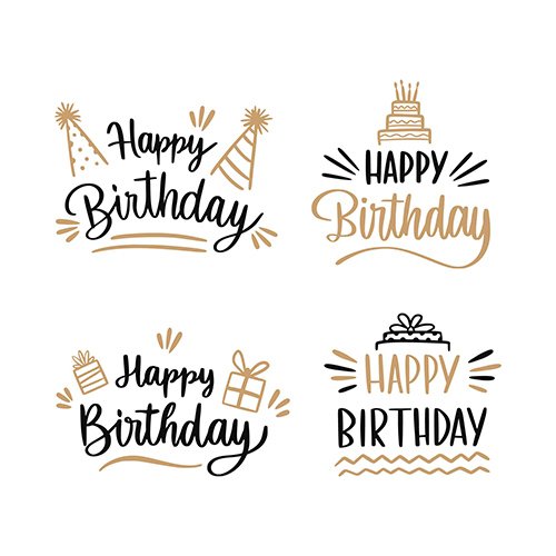 Lettering Birthday Badge Collection