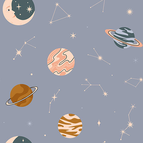 Seamless Pattern With Planets And Stars Q6ZMNGL