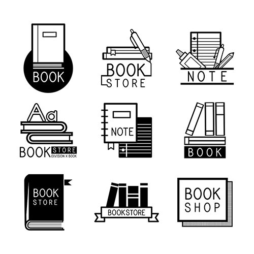 Bookstore Logos and Sign Set Vector