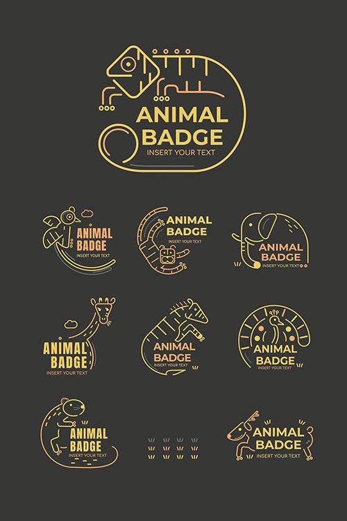 Animal Badge Design Elements Vector Set